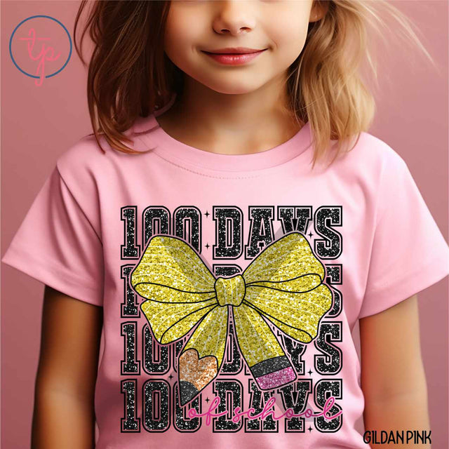 100 Days of School Glitter Bow Pencil