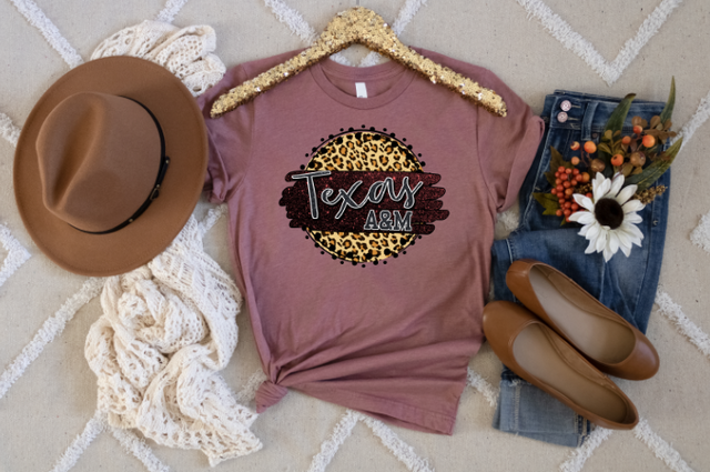 Texas A&M Leopard Brushstroke Circle