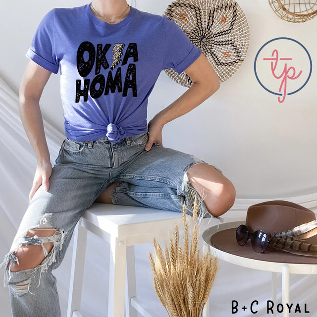 Oklahoma Black with Leopard Lightning Bolt