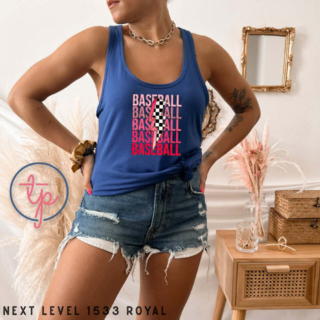 Pink Baseball Repeat Checkered Bolt