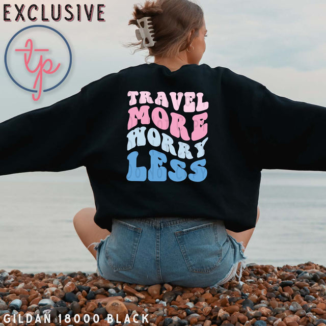 Travel More Worry Less Retro Wavy