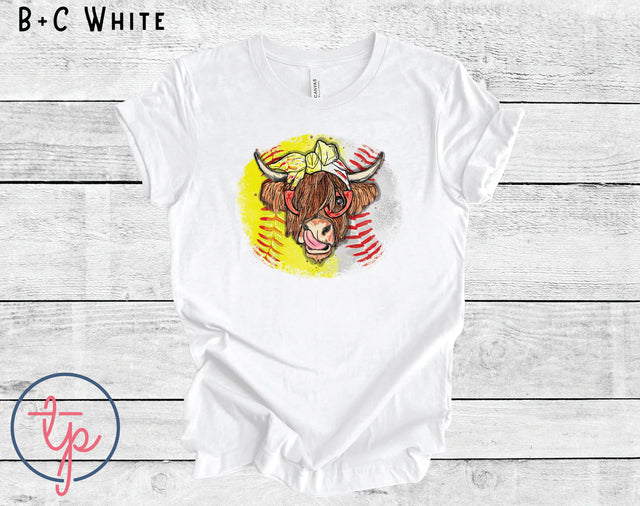 Baseball Softball Split Highland Cow