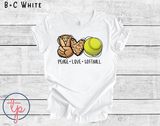 Peace Love Softball Leopard Heart