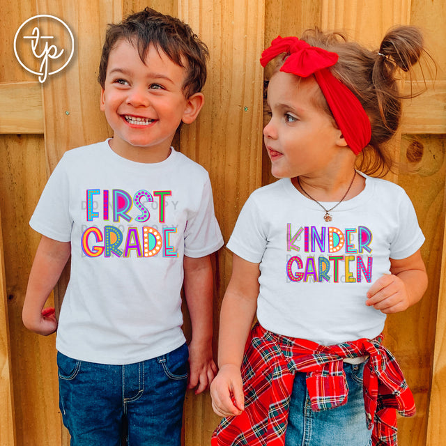 Pre-K Through Fifth Grade Neon Multi Color and Design