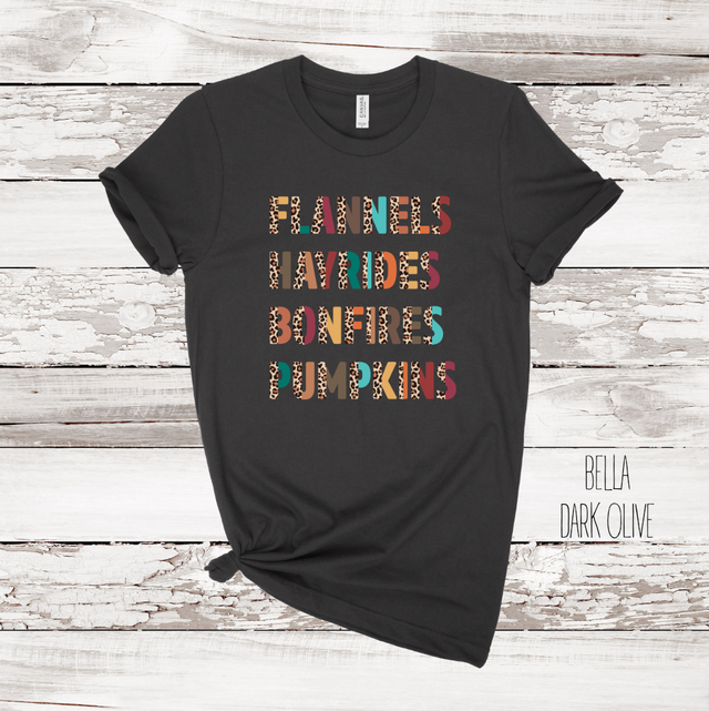 Flannels Hayrides Bonfires Pumpkins Half Leopard