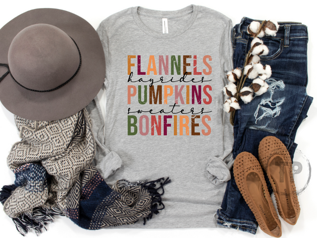 Flannels Hayrides Pumpkins Sweaters Bonfires Grunge and Script Fonts