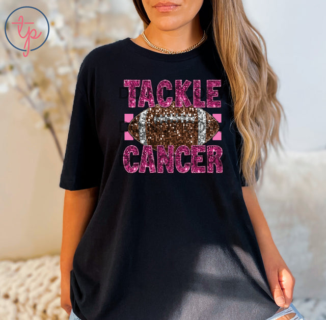 Tackle Cancer Football Sequin