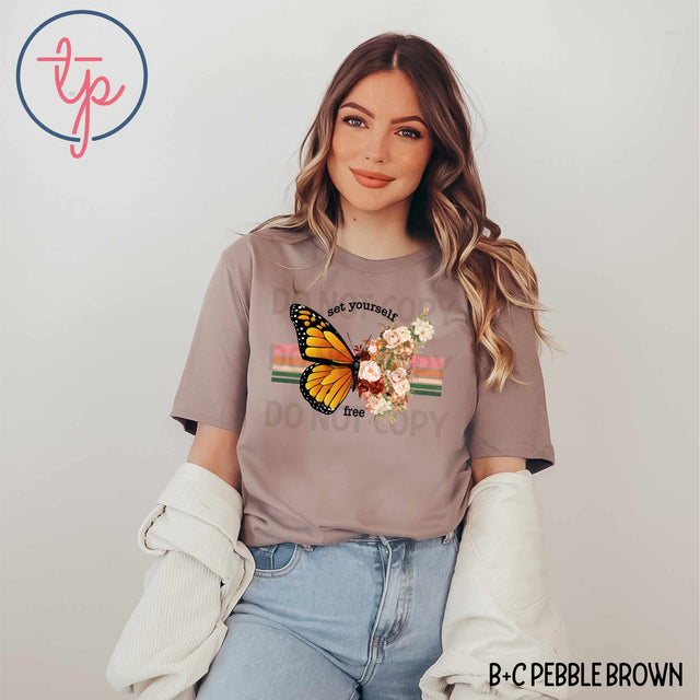 Set Yourself Free Retro Floral Butterfly