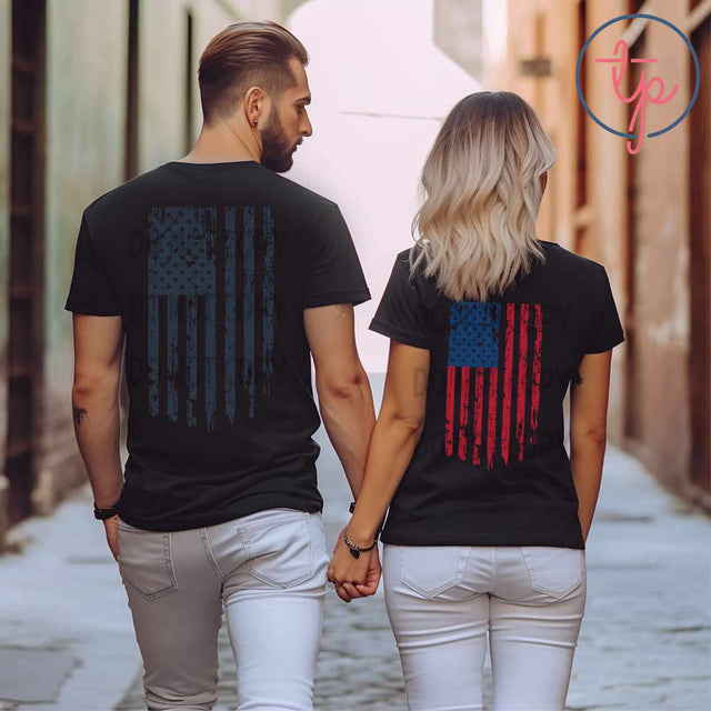 Distressed American Flag - Full Color or Gray
