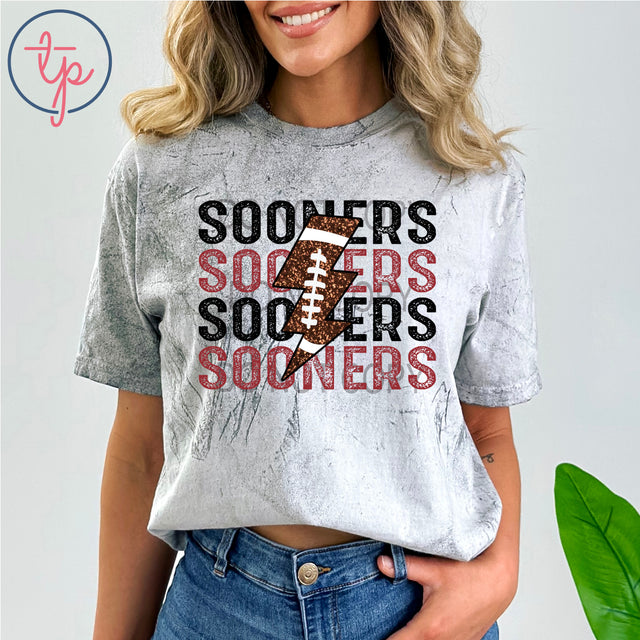 Sooners Stacked Lightning Bolt - Oklahoma