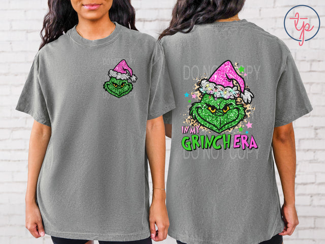 Grinch Era Faux Glitter Pocket and Back