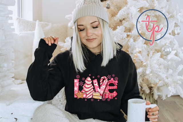 Love Pink Christmas Tree Cake