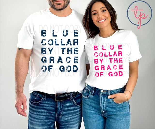 Blue Collar By The Grace of God Blue or Pink