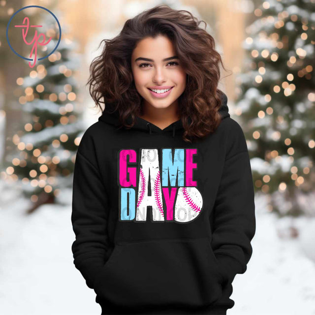 Baseball Game Day Pink Blue