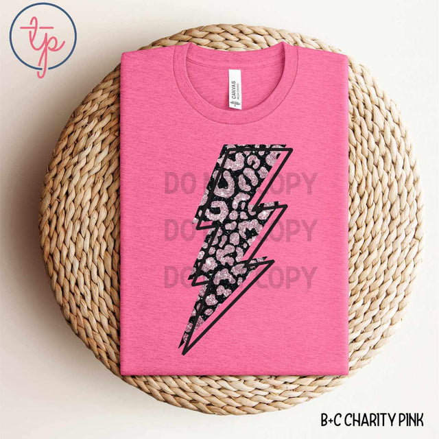 Leopard Lightning Bolt Faux Glitter