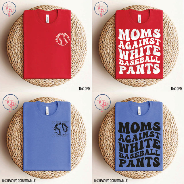 Moms Against White Baseball Pants Wavy Black White Pocket Full