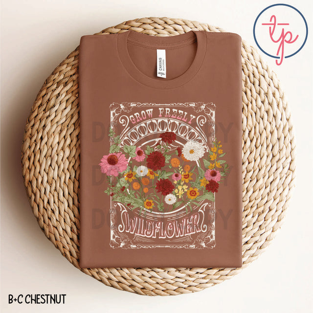 Grow Freely Wildflower Dark Shirt or Light Shirt
