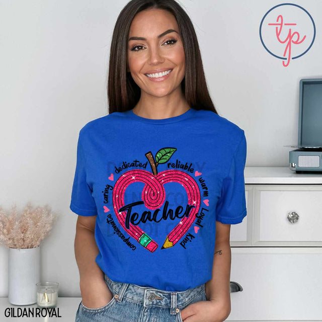 Teacher Faux Glitter Apple