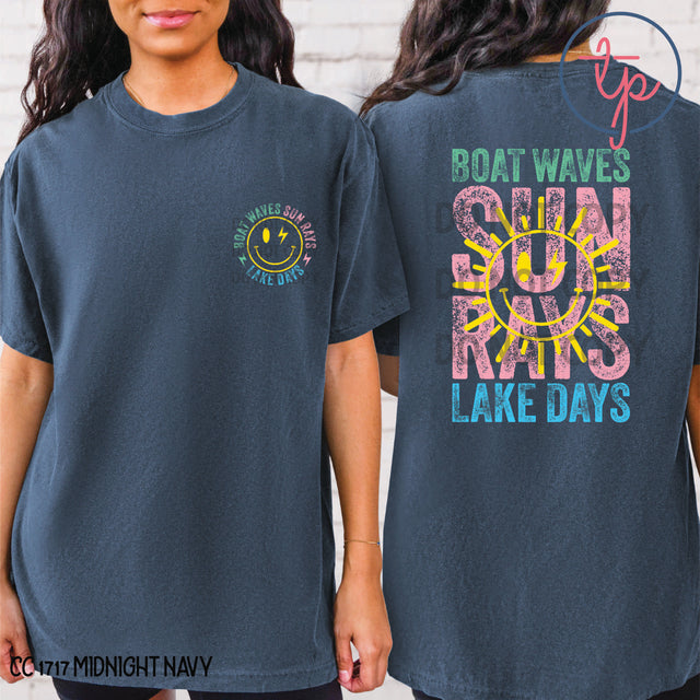 Boat Waves Sun Ray Lake Days Pocket or Back