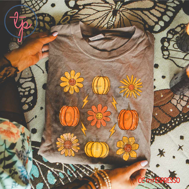 Retro Fall Pumpkin Flowers