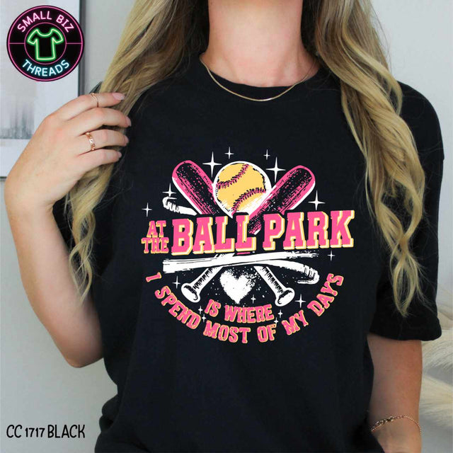 At The Ball Park is Where Pink or Red/Blue Softball