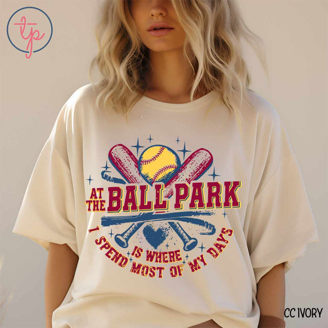 At The Ball Park is Where Pink or Red/Blue Softball