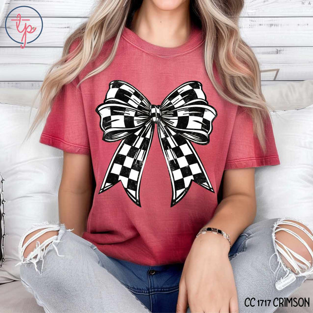 Black and White Checkered Bow Coquette
