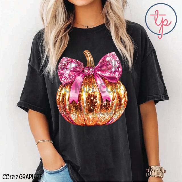 Disco Pumpkin Glitter Bow