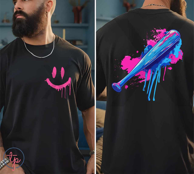 Drip Baseball with Smiley Front or Back