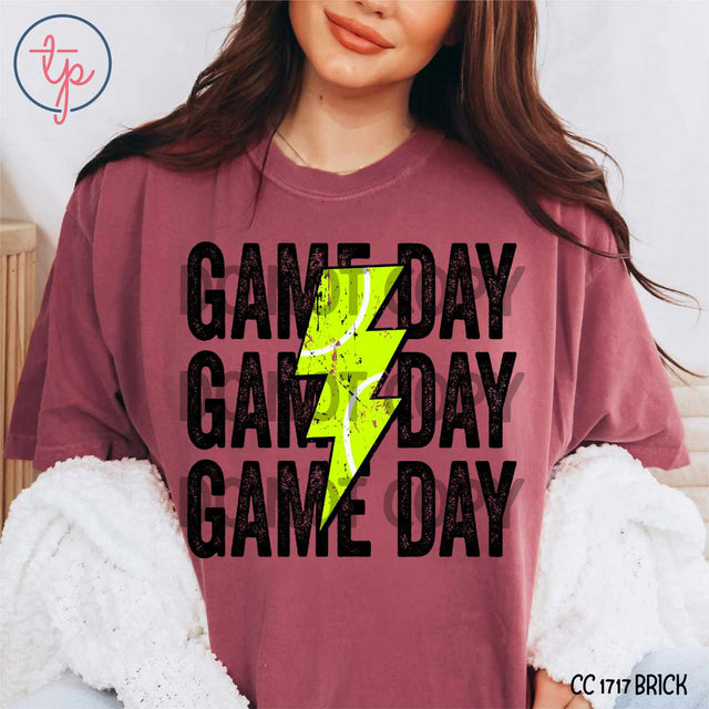 Game Day Stacked Tennis Lightning Bolt