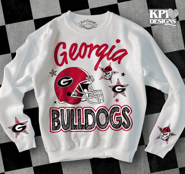 Georgia Bulldogs White with Sleeve Options