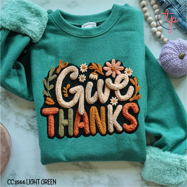 Give Thanks Faux Knit