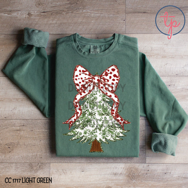 Green Floral Coquette Christmas Tree