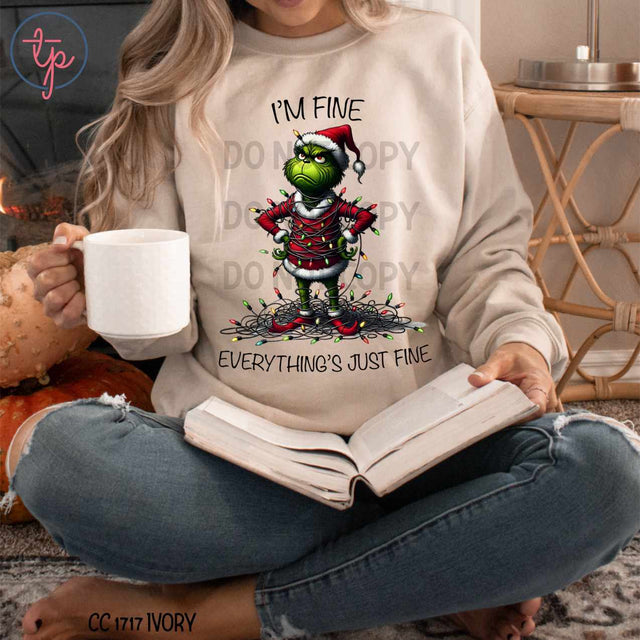 Grinch I'm Fine Lights Black or White