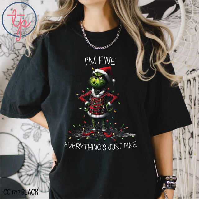 Grinch I'm Fine Lights Black or White
