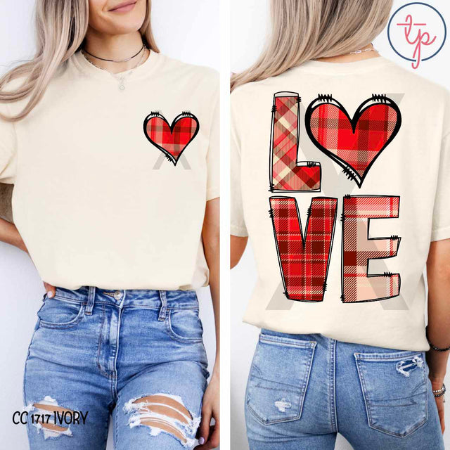 Red Plaid Love Front or Back