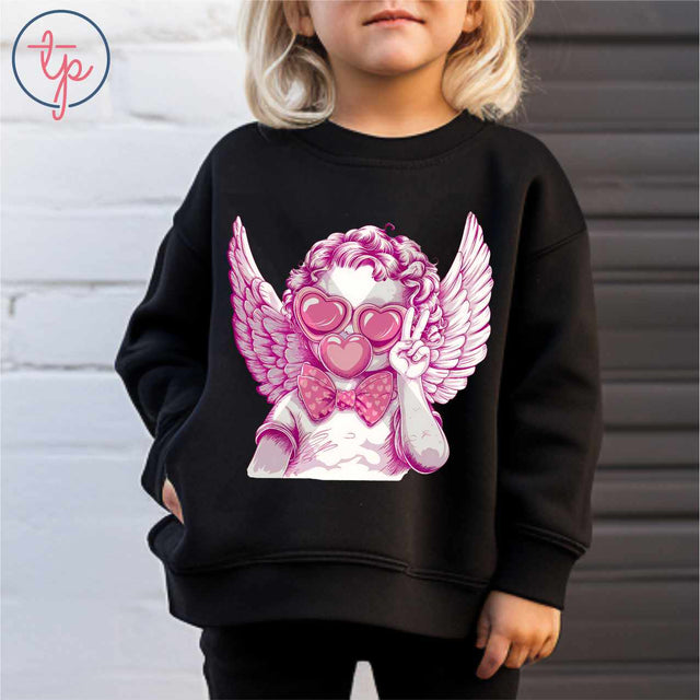 Retro Cupid Valentine Blowing Bubble
