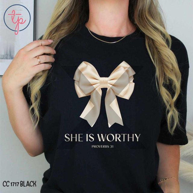 She is Worthy White Coquette Bow