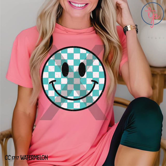 Teal Checkered Smiley