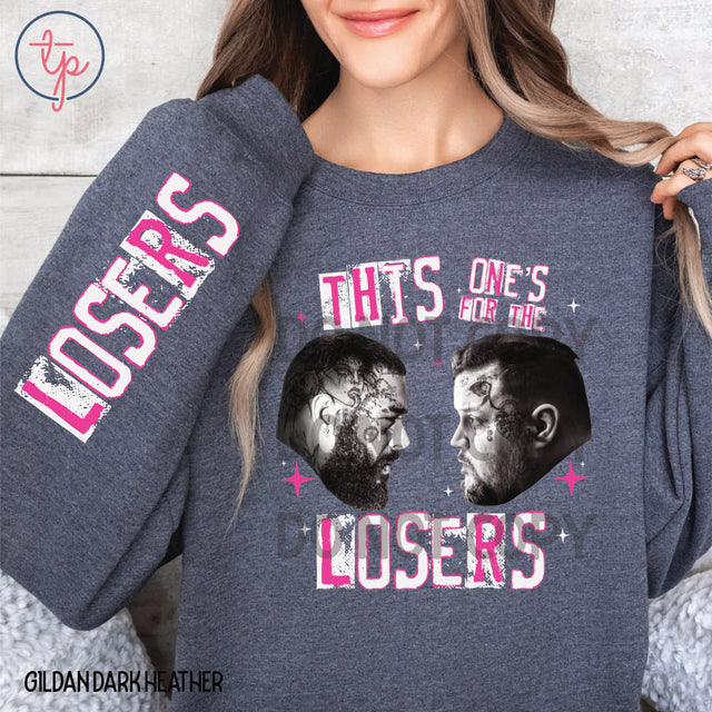 This One's For the Losers KPI Pink White Front or Sleeve
