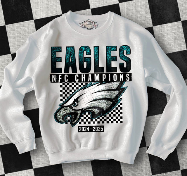Philadelphia Eagles Ombre Faux Glitter 2024-2025 NFC Champions KPI