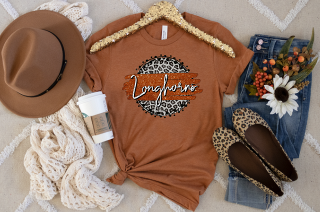 Longhorns Leopard Brushstroke Circle