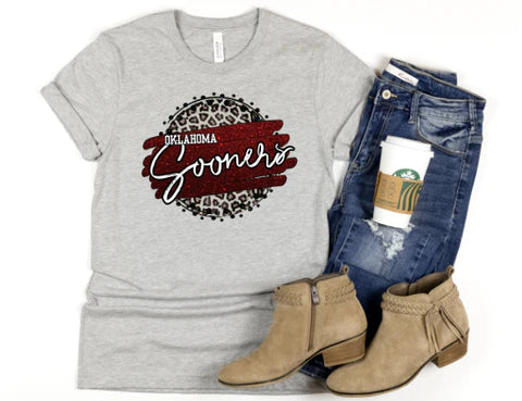 Oklahoma Sooners Leopard Brushstroke