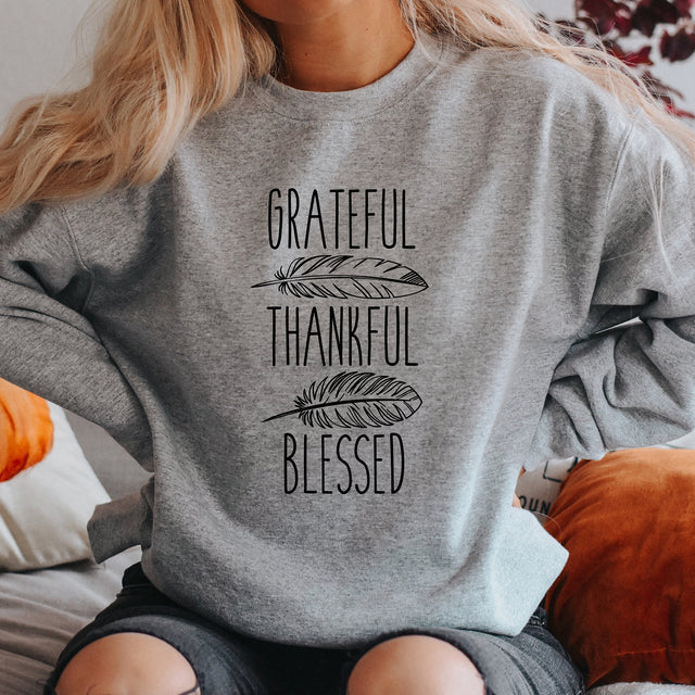 Grateful Thankful Blessed Feather