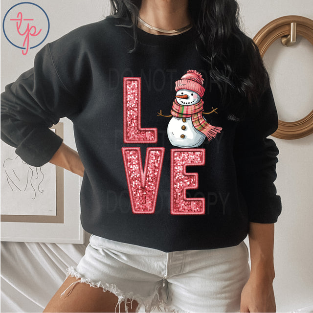 Love Snowman Faux Sequin