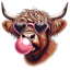Highland Cow Heart Glasses Bubble
