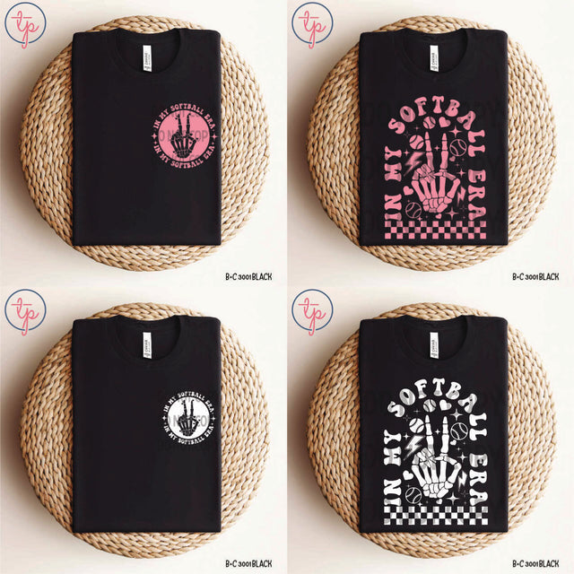 In My Softball Era Skellie Circle Pink White Pocket Full