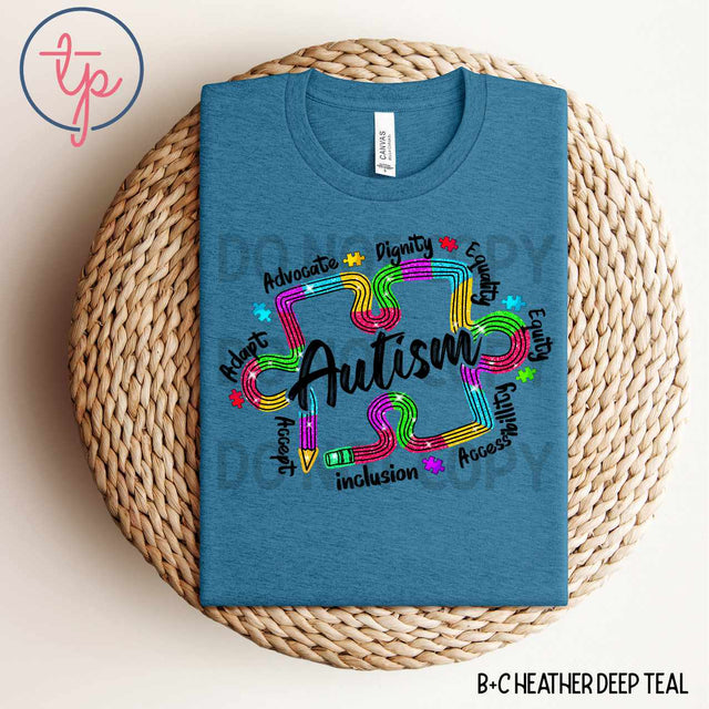 Autism Glitter Colorful Puzzle Piece