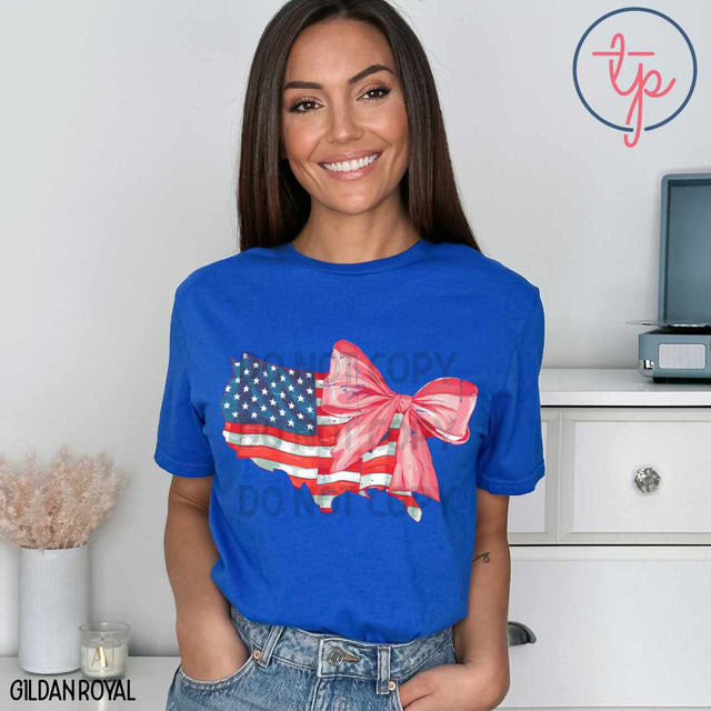 Coquette USA Flag Pink Bow