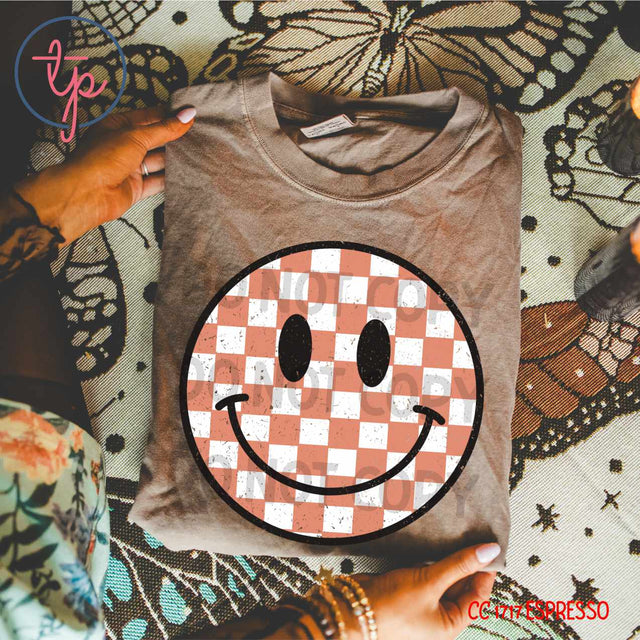 Burnt Orange Retro Check Smiley